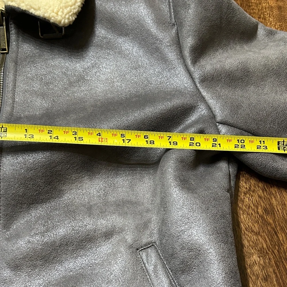 Zara gray with Cream Shearling Jacket - Picture 6 of 12